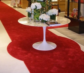 2-color aisle runner with cut out area