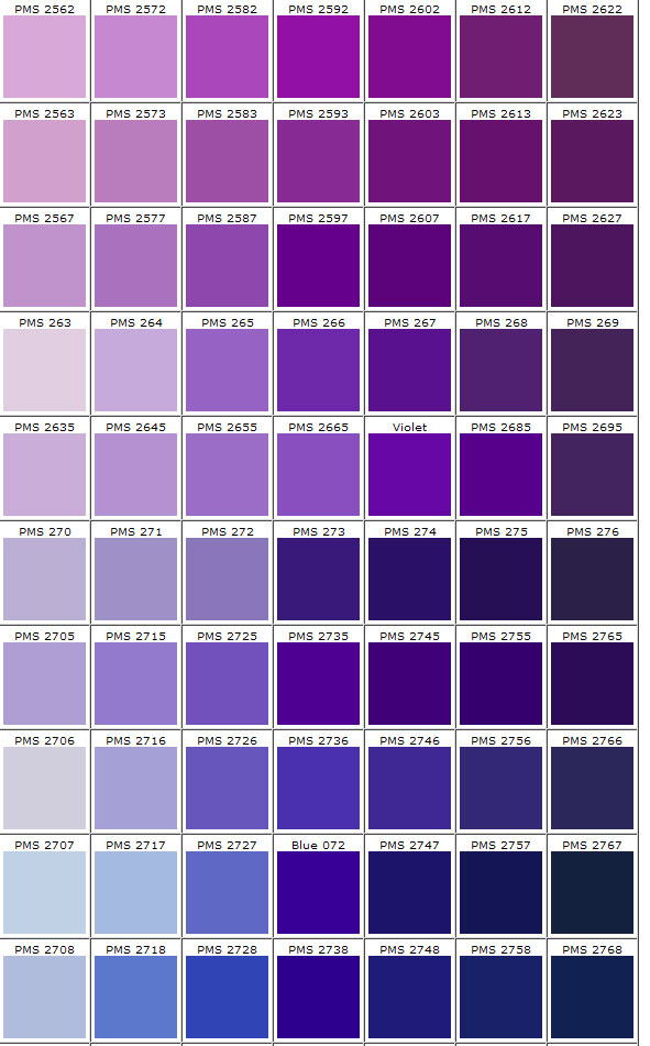 Pms Purple Color Chart