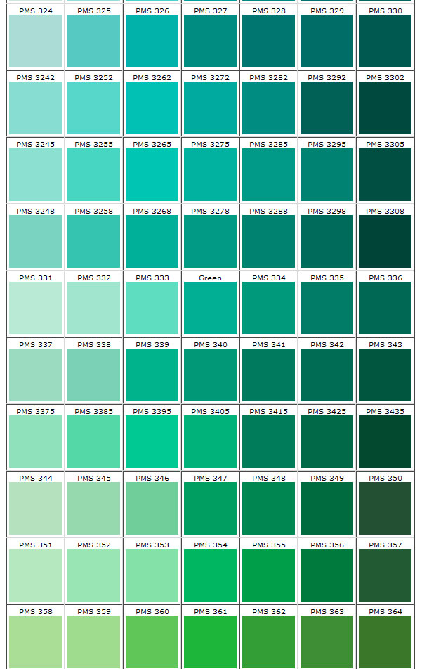 Blue Green Color Chart