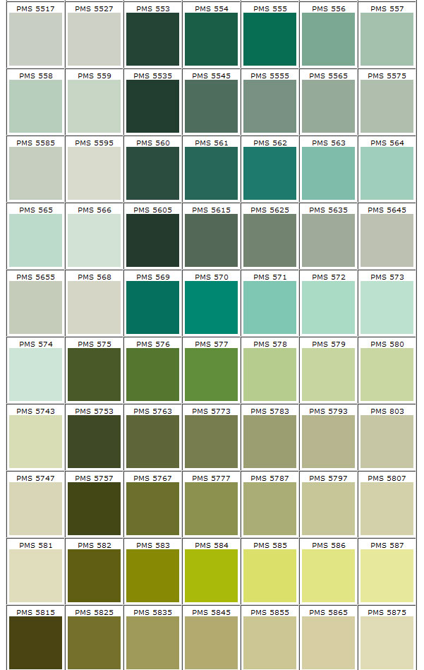 Shades Of Green Color Chart