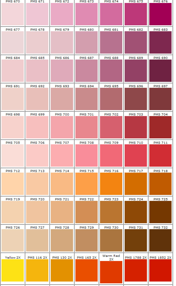 Shades Of Pink Color Chart