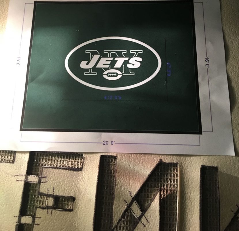Making the Jets Logo Rug in our Event Rugs Shop